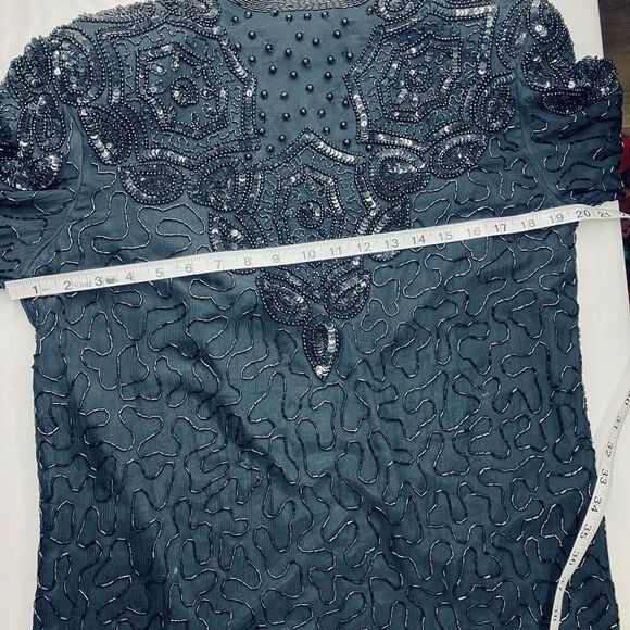 Adrianna Papell Evening Silk Beaded Sequin Evening Jacket Cardigan, Vintage SZ ( - Picture 8 of 9